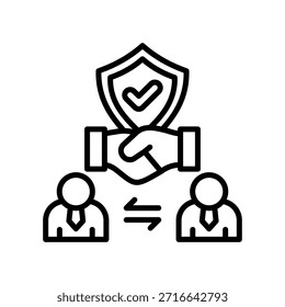 Ilustración vectorial de línea de icono de socio de confianza