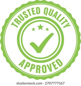 Insignia de sello verde aprobada de calidad confiable con icono de marca de verificación