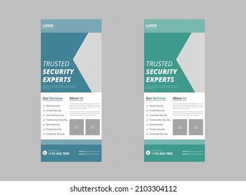 Trusted Security Service Roll Up Banner Design. Reliable Home Security Service Banner template. Cover, Roll Up Banner, Poster, Print-ready