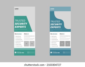 Trusted Security Service Roll Up Banner Design. Reliable Home Security Service Banner template. Cover, Roll Up Banner, Poster, Print-ready