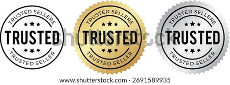 Trusted Seller Badge Vector | Gold and Silver Reliable Label Design EPS
