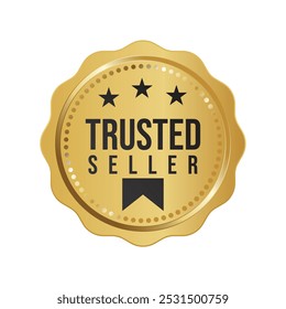 trusted seller gold badge vector design isolated white background