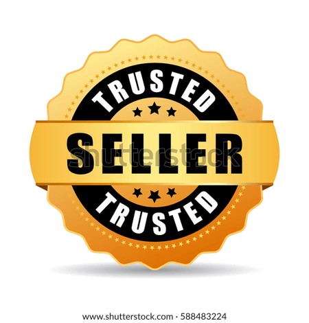 Trusted seller gold vector eps icon isolated on white background