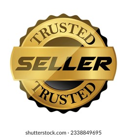 Trusted Seller Label, Best Seller, Premium Member Badge, Verified Seller Rubber Stamp, Shield Vector Illustration, 3D Realistic Glossy And Shiny Badge