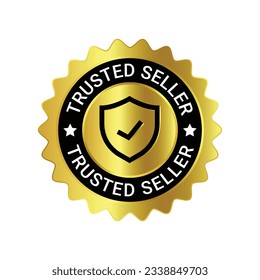 Trusted Seller Label, Best Seller, Premium Member Badge, Verified Seller Rubber Stamp, Shield Vector Illustration, 3D Realistic Glossy And Shiny Badge