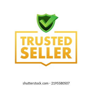 Trusted seller label. Marketplace is trustworthy. Vector stock illustration.