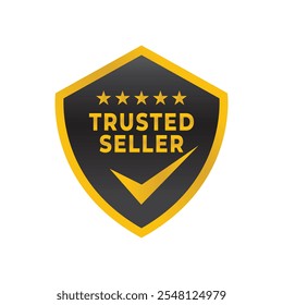 trusted seller logo design gold concept idea with shield badge