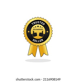 Trusted Seller Logo, Emblem, Label Design Vector Template. Golden Rating Emblem Element for Shop, Online Store Isolated on white