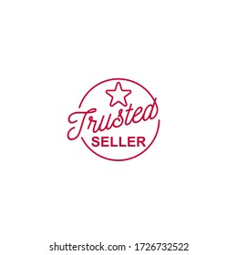 Trusted seller stamp vector logo design with handwritten text and star isolated on white background good for your website, micro blogging, marketplace icon