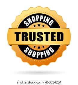 Trusted shopping gold emblem vector illustration isolated on white background