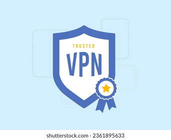 Trusted VPN Services concept. Virtual private network vpn digital security service sign. Reviewed and trusted vpn provider vector isolated illustration on white background with icons