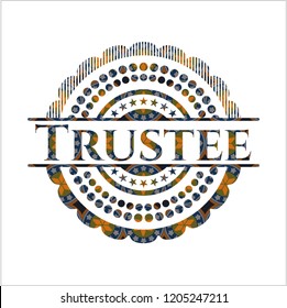 Trustee arabic badge background. Arabesque decoration.