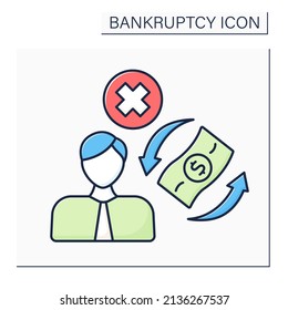 Trustee color icon. Officer of court in whom ownership of debtor property is vested for benefit of creditors.Bankruptcy concept. Isolated vector illustration 