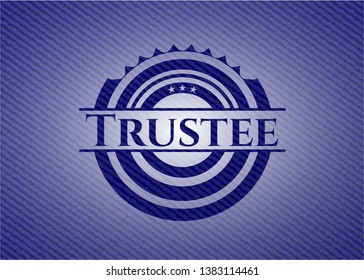 Trustee jean or denim emblem or badge background. Vector Illustration. Detailed.