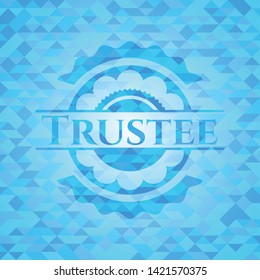 Trustee light blue emblem with mosaic background