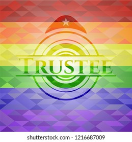 Trustee on mosaic background with the colors of the LGBT flag