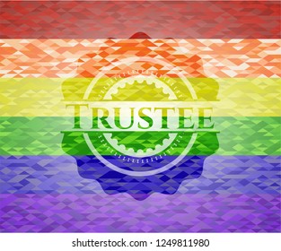 Trustee on mosaic background with the colors of the LGBT flag