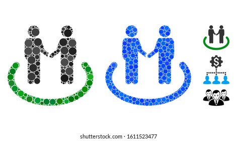 Trustful area composition of small circles in variable sizes and shades, based on trustful area icon. Vector small circles are combined into blue composition.