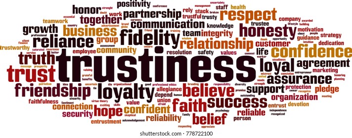 Trustiness word cloud concept. Vector illustration