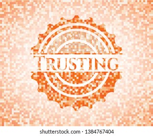 Trusting abstract orange mosaic emblem