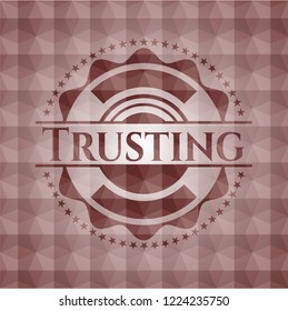 Trusting red seamless badge with geometric pattern.