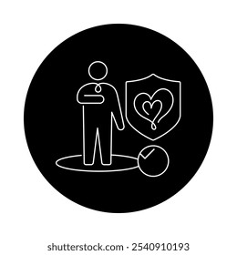 Trustworthiness Icon – Person with Heart, Representing Integrity, Reliability, and Honesty