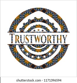 Trustworthy arabesque style badge. arabic decoration.