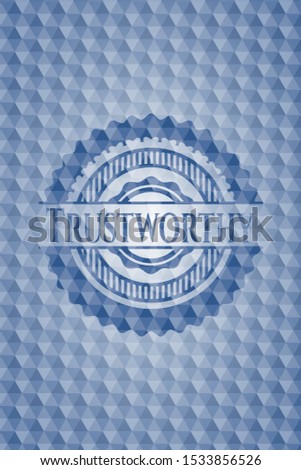 Trustworthy blue hexagon emblem. Vector Illustration. Detailed.