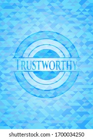 Trustworthy light blue emblem with mosaic background