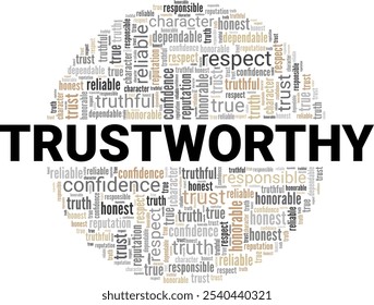 Trustworthy word cloud conceptual design isolated on white background.