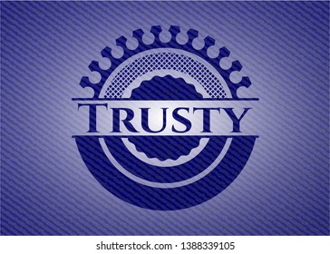Trusty badge with jean texture. Vector Illustration. Detailed.