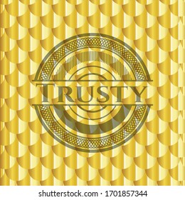 Trusty gold emblem. Scales pattern. Vector Illustration. Detailed.