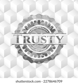 Emblema gris verdoso con fondo blanco cubo. 
