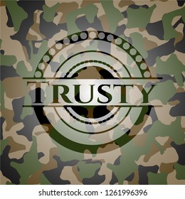 Trusty on camo pattern