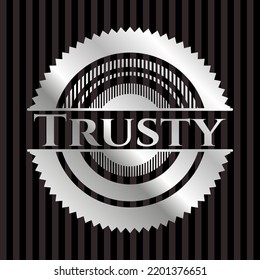 Trusty silvery badge. Vector Illustration. Mosaic. 
