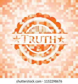 Truth abstract orange mosaic emblem with background