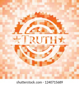Truth abstract orange mosaic emblem with background