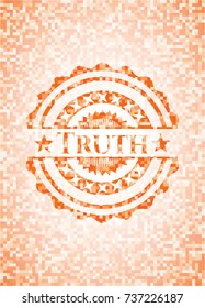 Truth abstract orange mosaic emblem with background