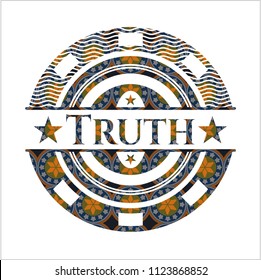 Truth arabic badge. Arabesque decoration.