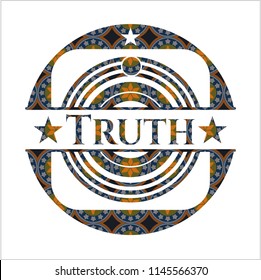Truth arabic badge background. Arabesque decoration.