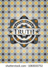  Truth arabic style badge. Arabesque decoration.