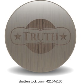 Truth badge with wood background