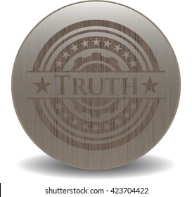 Truth badge with wood background