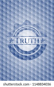 Truth blue hexagon badge.