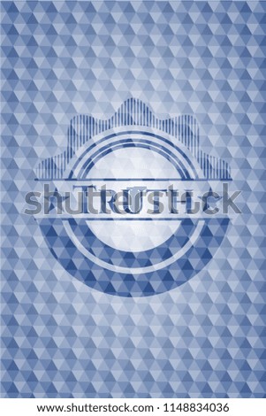 Truth blue hexagon badge.