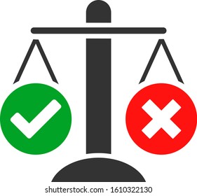 Truth decision vector icon. Flat Truth decision pictogram is isolated on a white background.