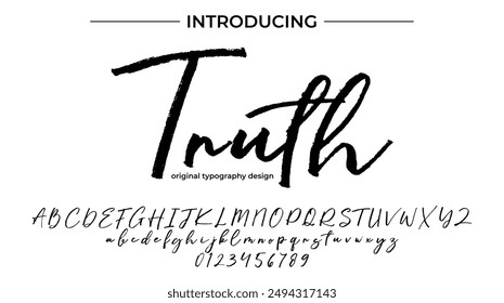 Truth Font Stylish brush painted an uppercase vector letters, alphabet, typeface