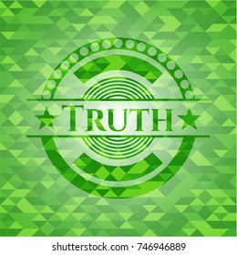 Truth green emblem with mosaic background
