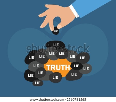 Truth Hidden Under a Pile of Lies 2d flat vector illustrations