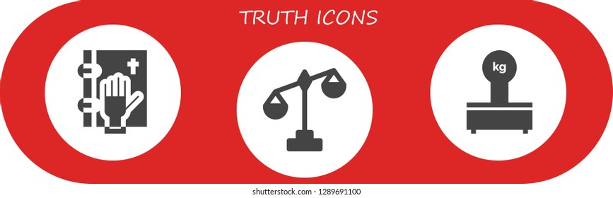  truth icon set. 3 filled truth icons. Simple modern icons about  - Oath, Scale, Scales